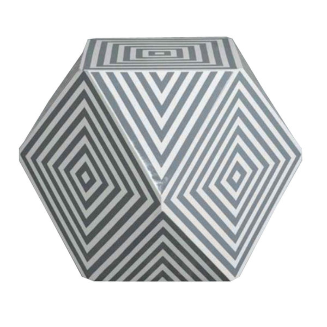 Geometric bone inlay accent table for modern interiors