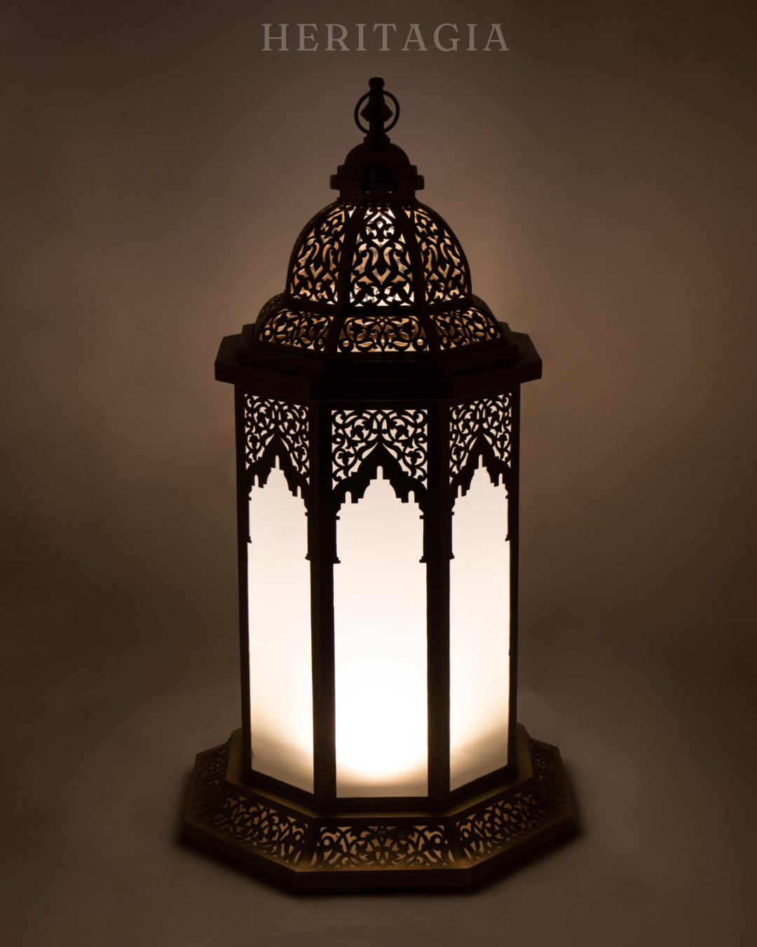 Antique brass floor lamp lantern with frosted glass for luxury home decor