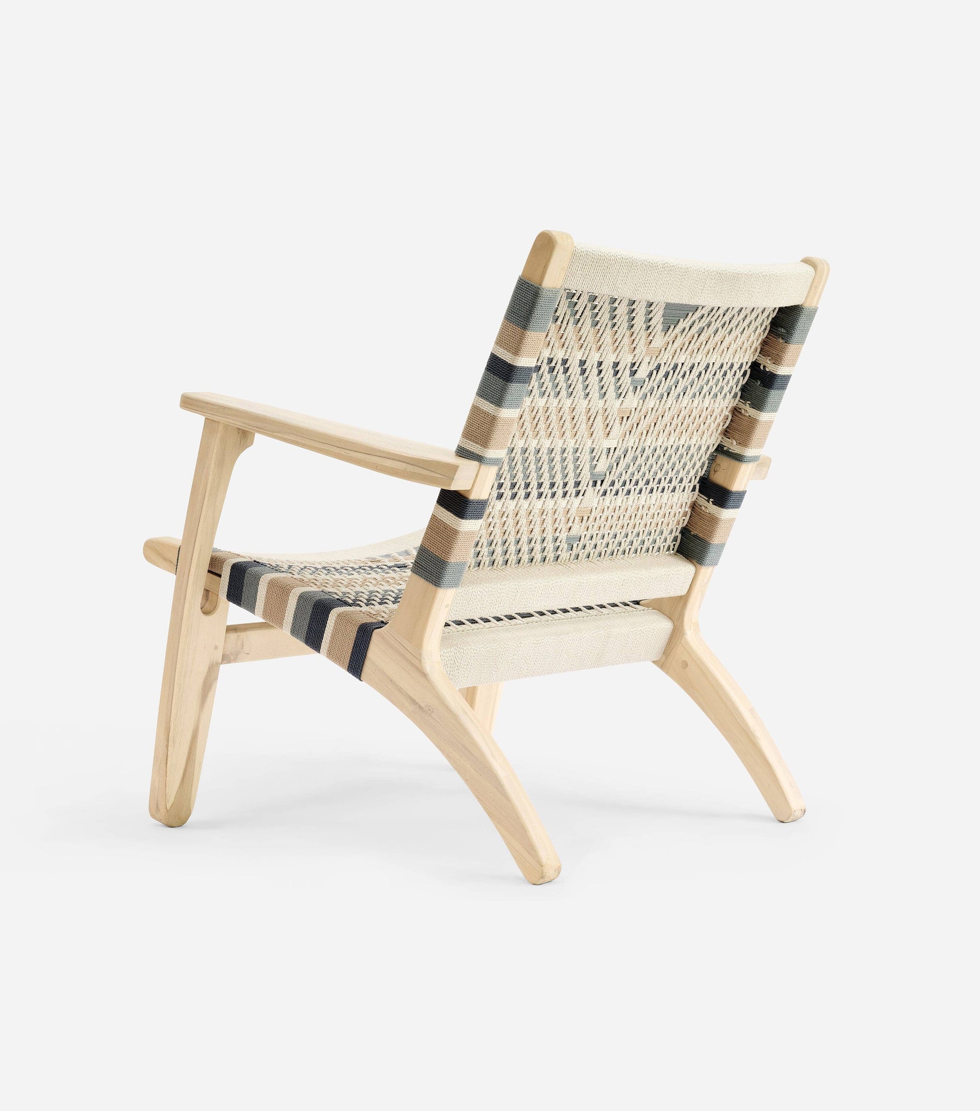 Artisan wooden armchair featuring a handwoven seat and backrest 