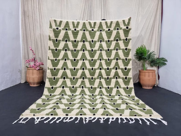 Boho green Moroccan rug bringing color and style to modern interiors