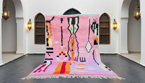 Boho pink Berber rug adding warmth and personality to modern interiors