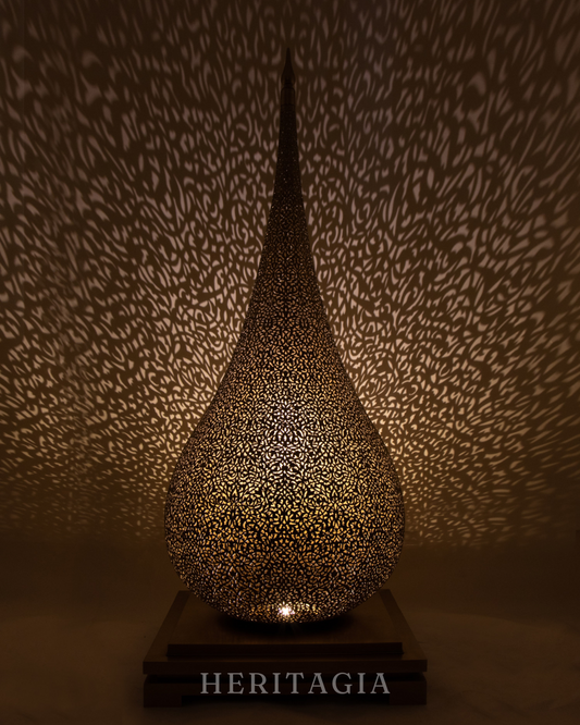 Brass Moroccan Floor Lantern handcrafted from brass, 100cm tall for luxury home decor 