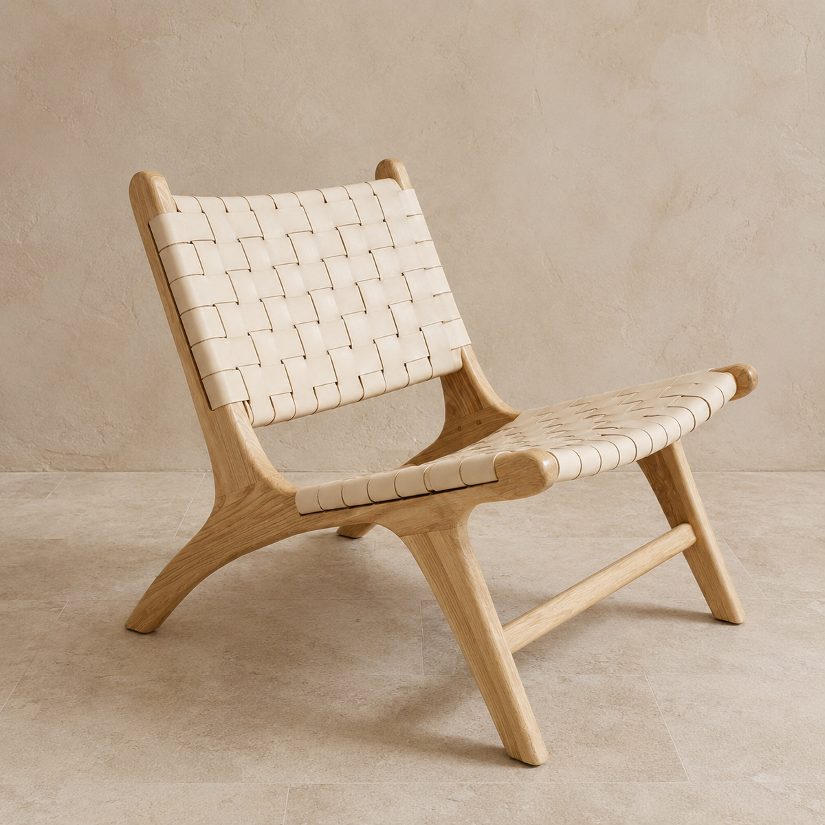 Atlas Leather Lounge Chair — Ivory main view