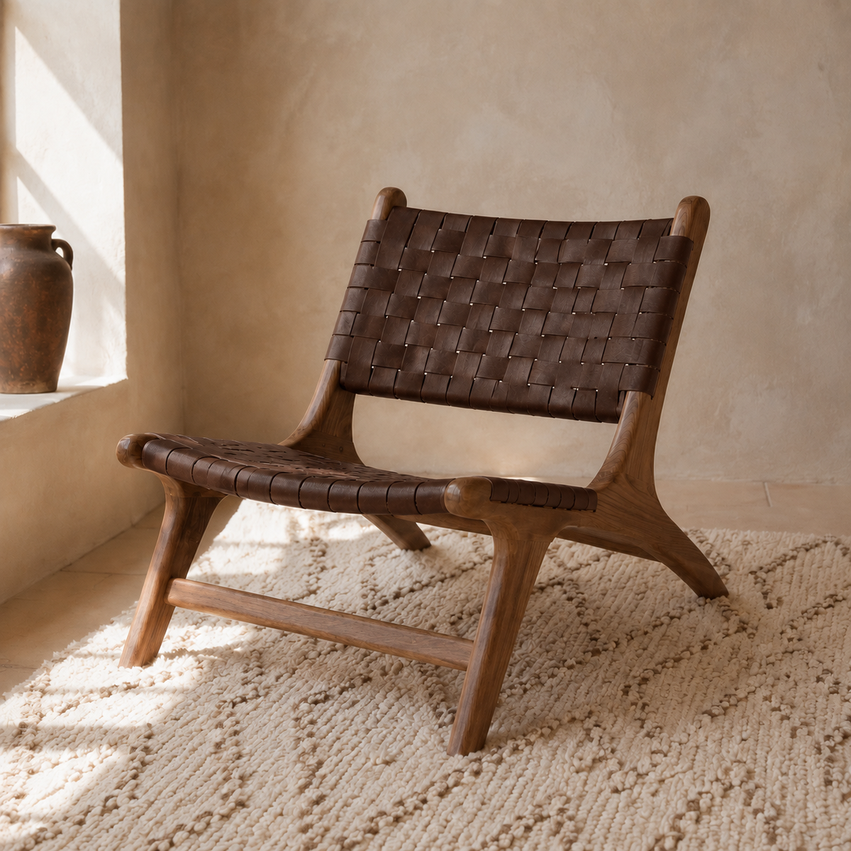 Atlas Leather Lounge Chair — Chocolate main view