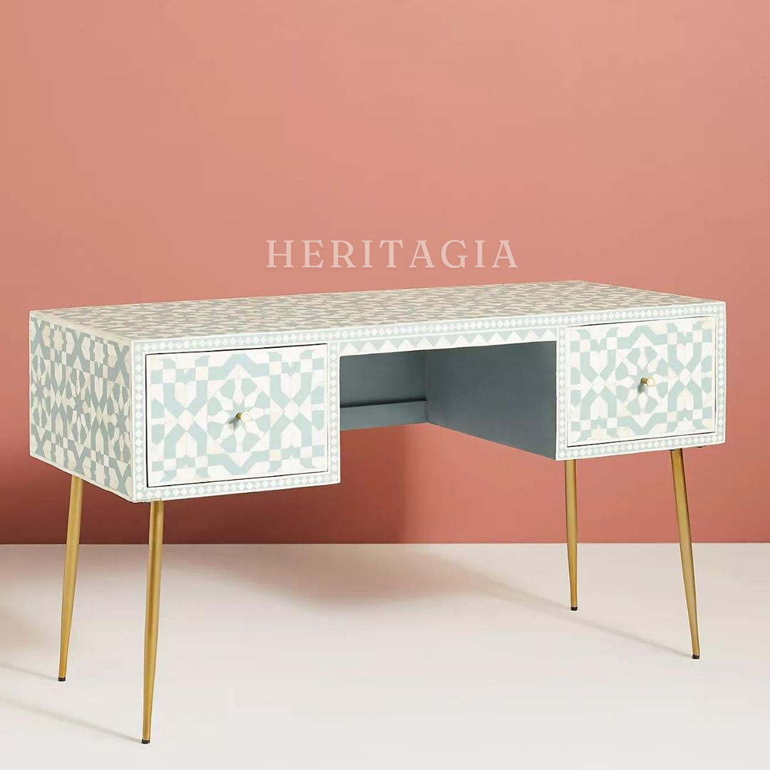 Floral bone inlay console table for bedroom and hallway styling