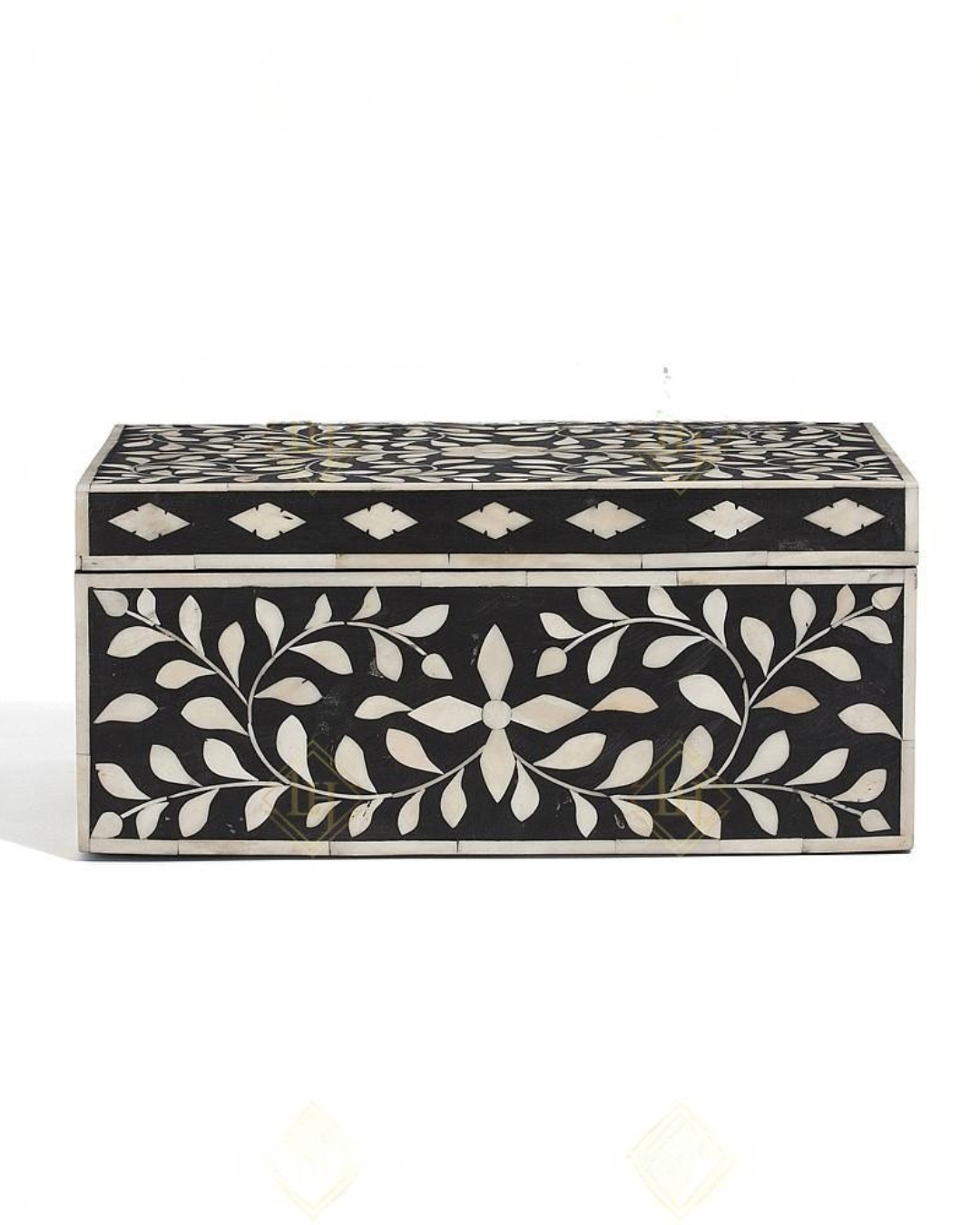 Floral bone inlay storage box for jewelry and keepsakes