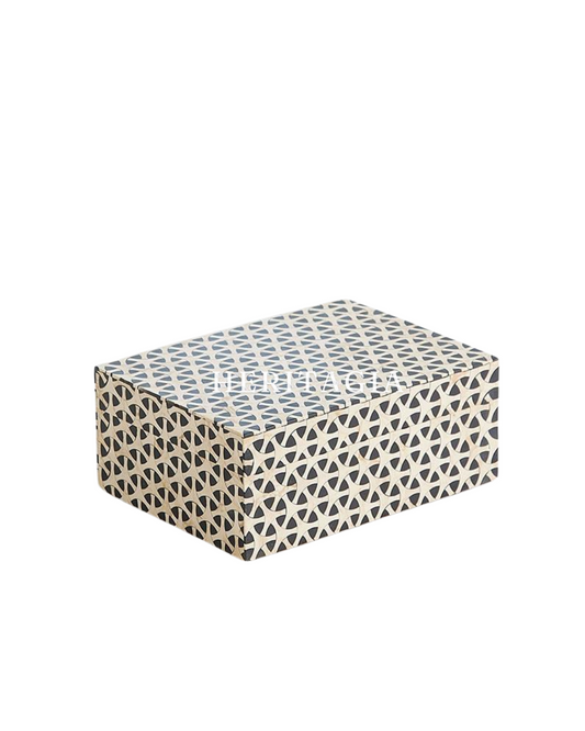 Geometric decorative boxes set of 3 in black and white pattern
