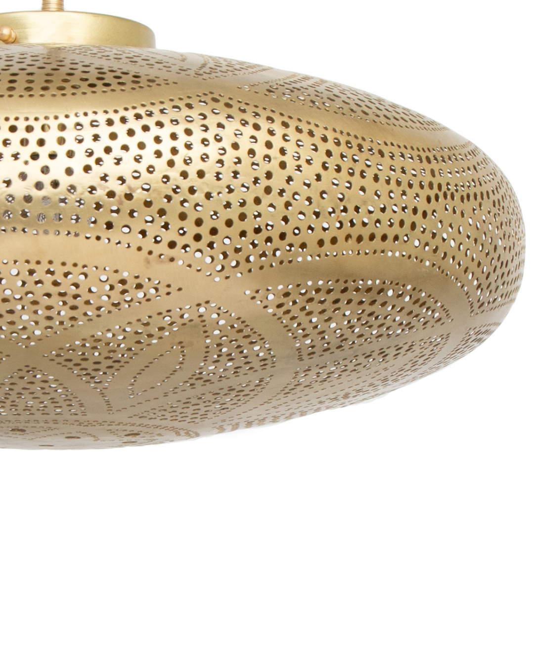 Gold Moroccan hanging pendant lamp with decorative cutwork pattern