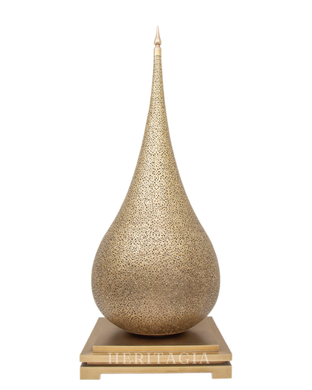 Handmade Brass Moroccan Floor Lantern with detailed artisan cutwork 