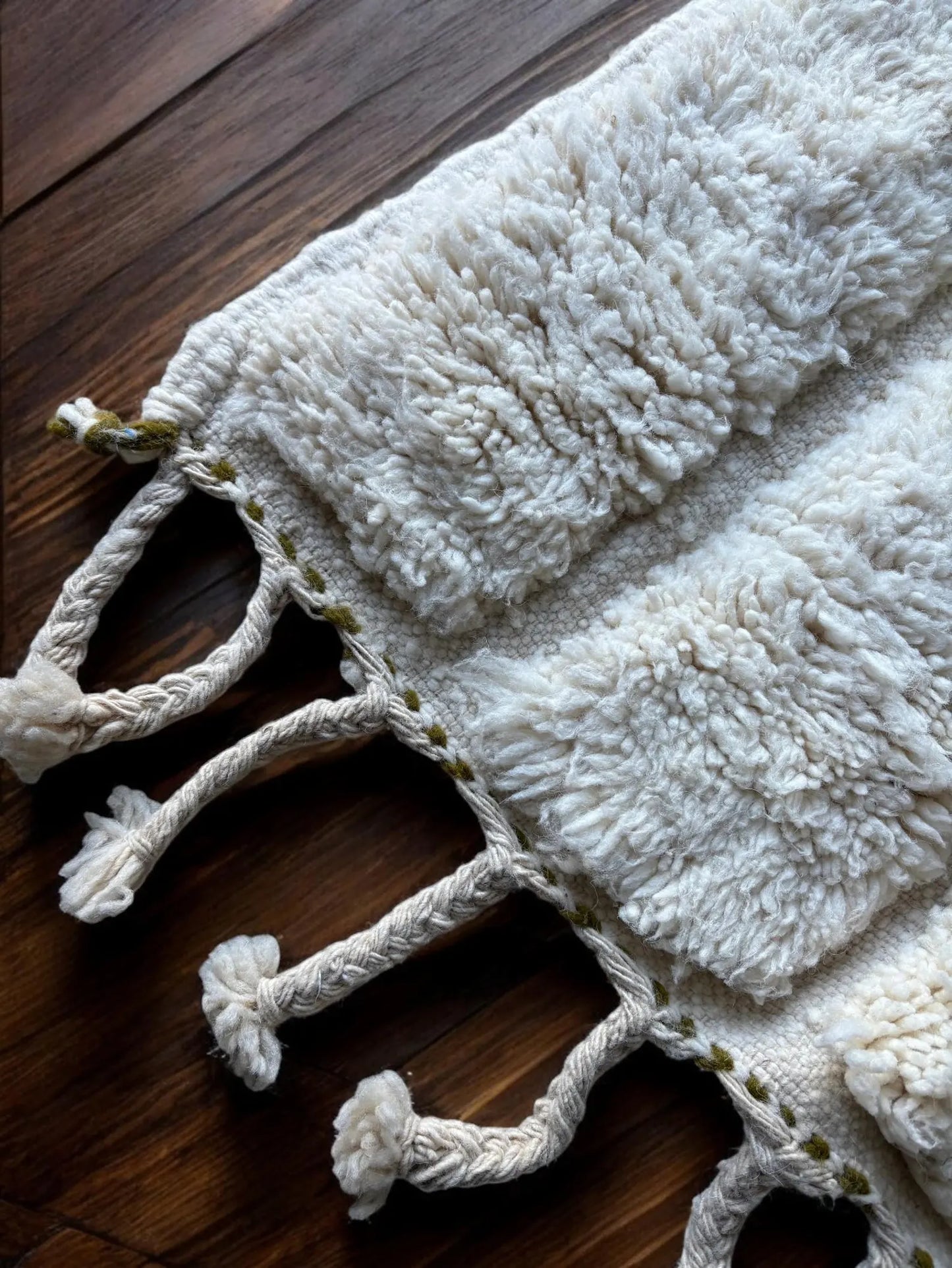 Handwoven Moroccan wool rug designed for soft luxury bedrooms and living rooms