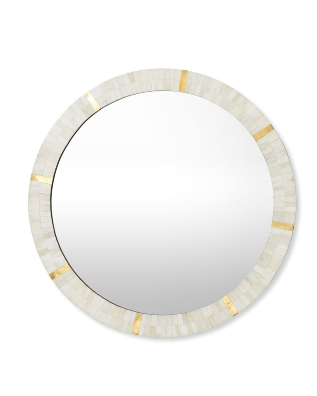Round Wall Mirror Hung Above Console Table
