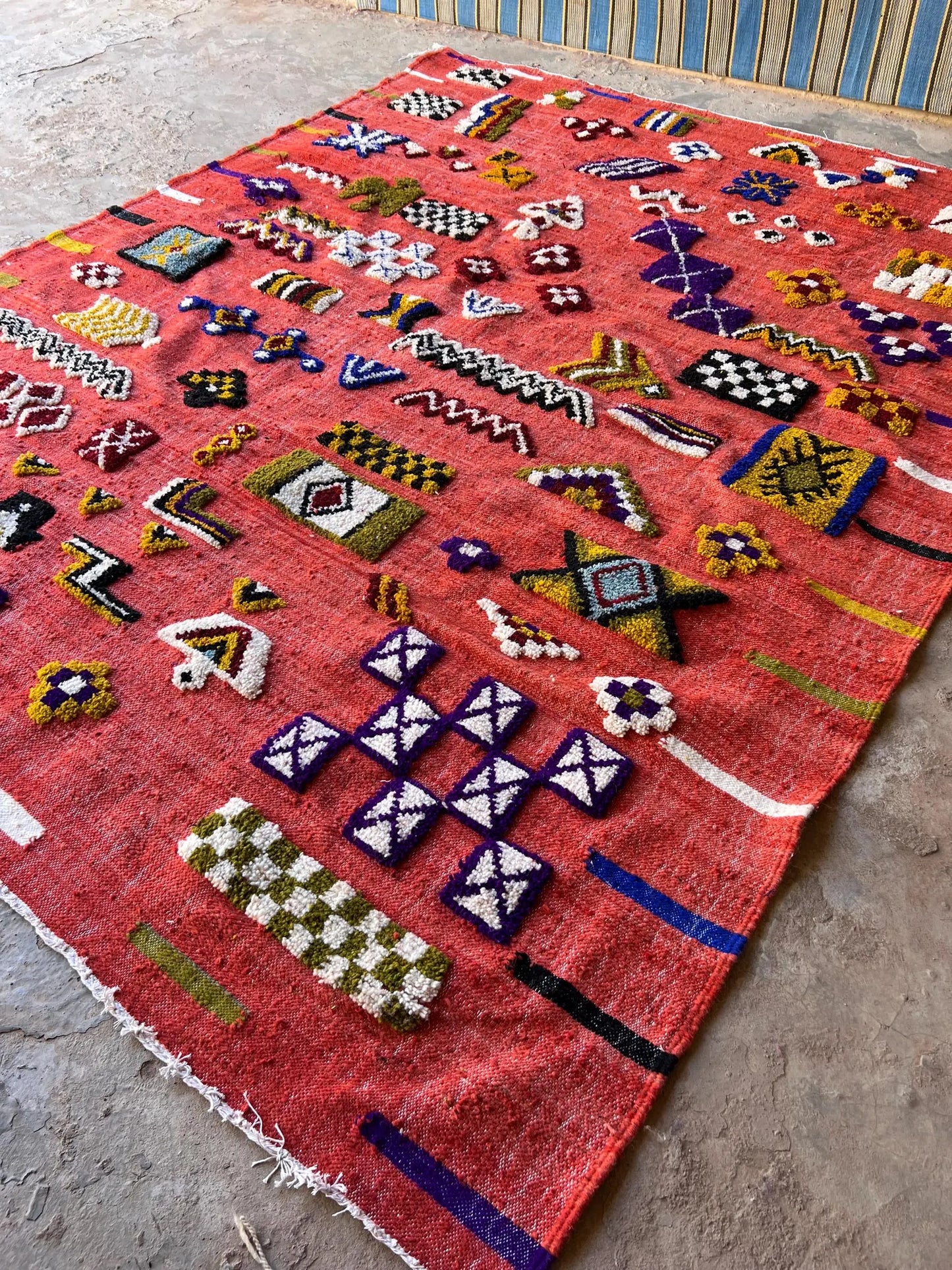 Large Moroccan Kilim area rug designed for living rooms and statement interiors