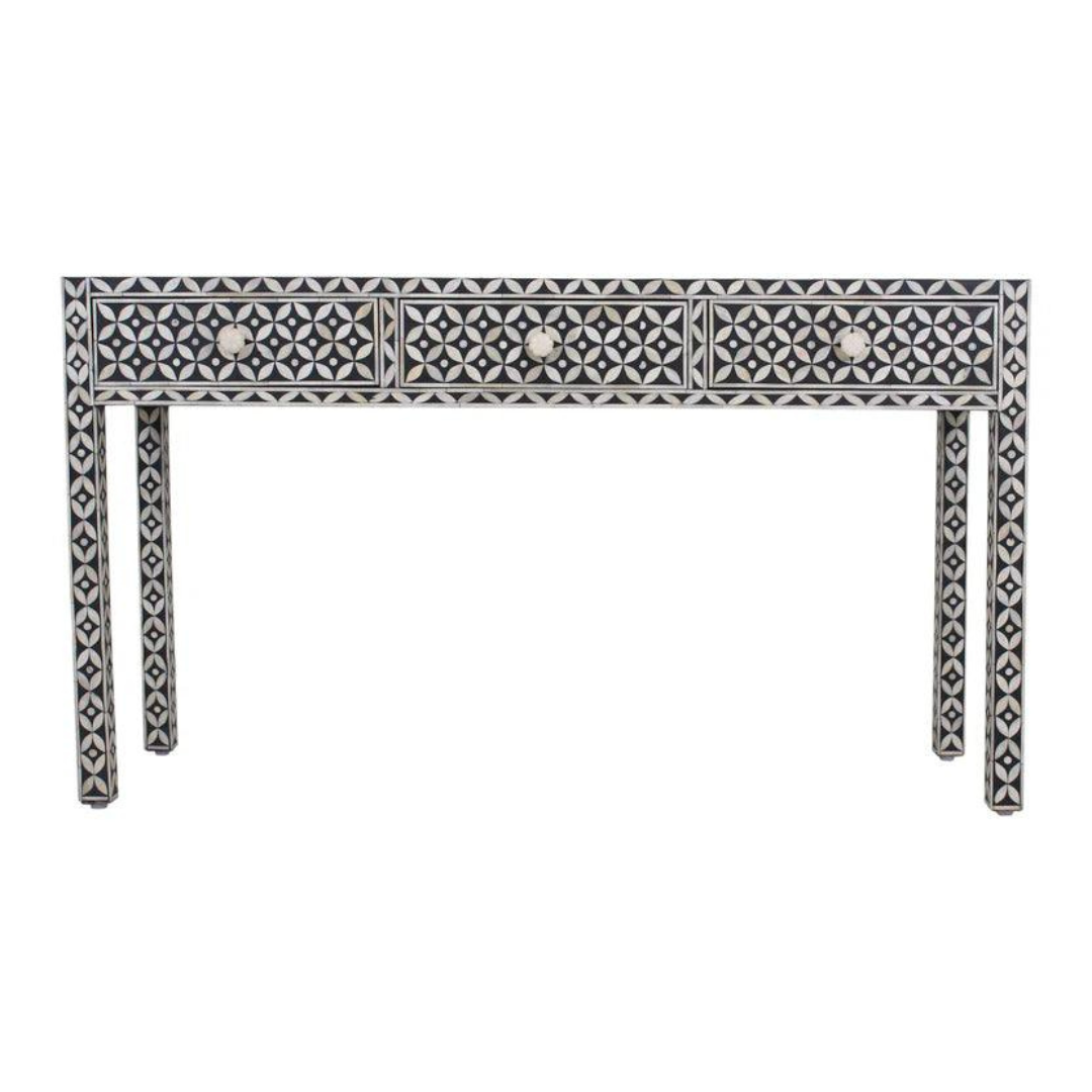 Luxury bone inlay console table with full-size storage drawers