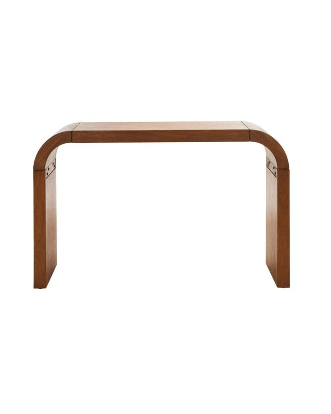 Luxury curved console table placed in a stylish hallway setting