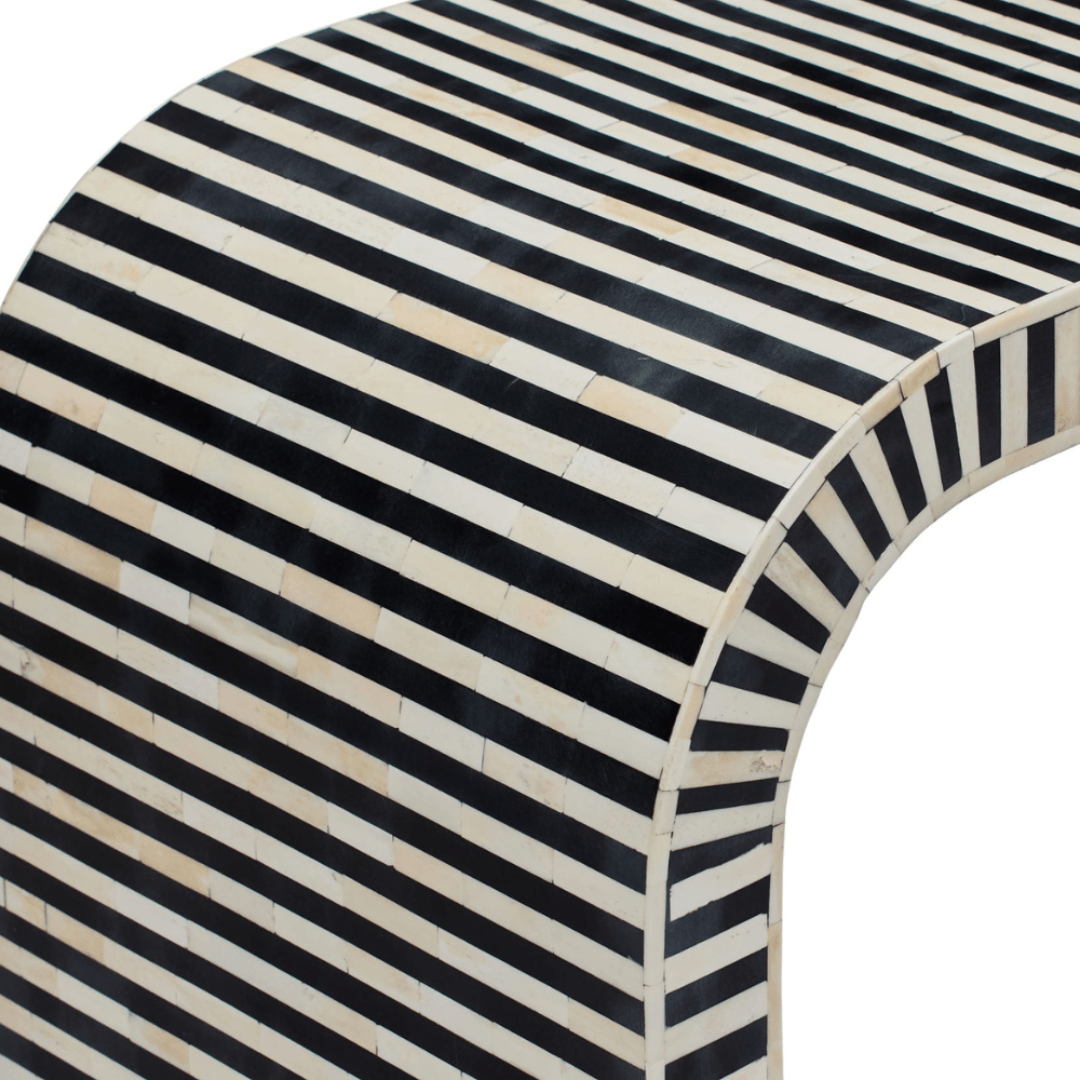Luxury striped inlay console table for elegant hallway decor