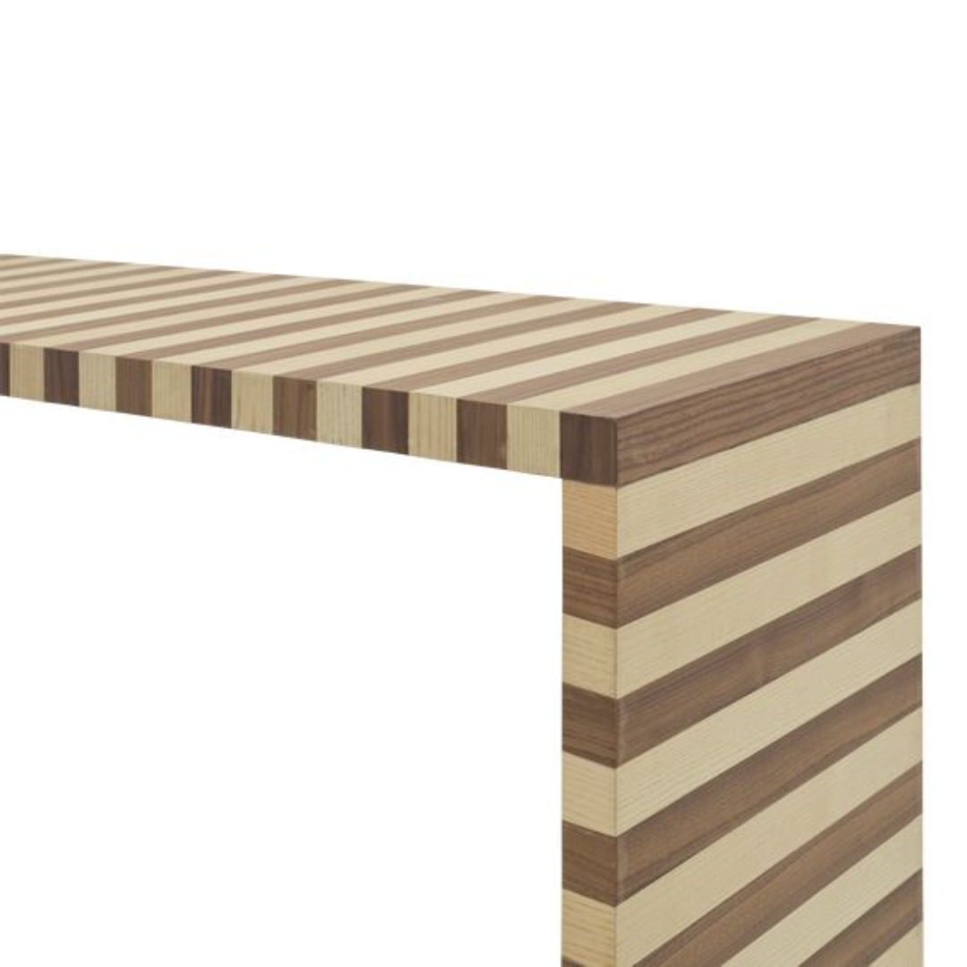 Luxury striped wood console table for modern living room decor