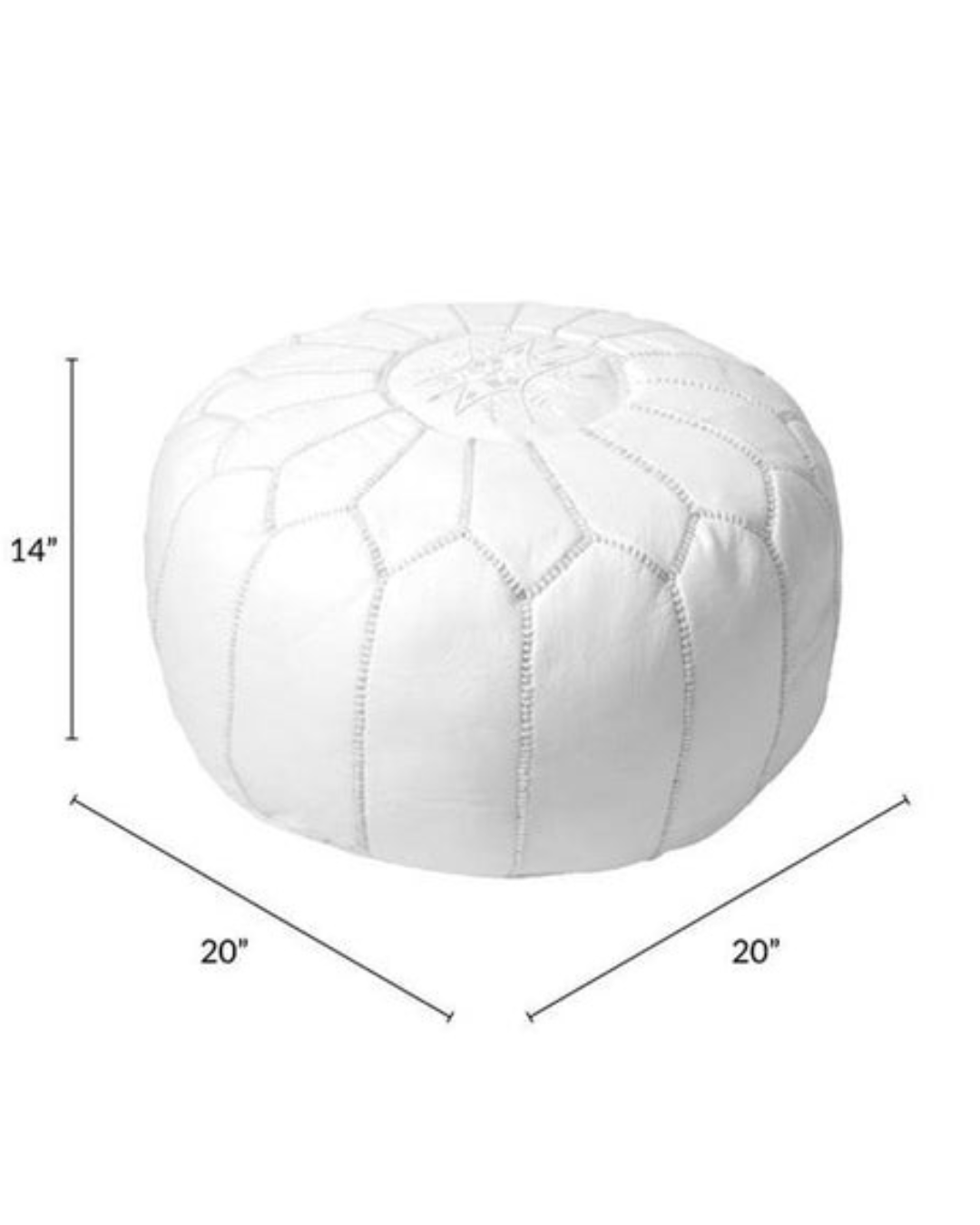 Luxury white Moroccan pouf for bright, elegant, and bohemian interiors