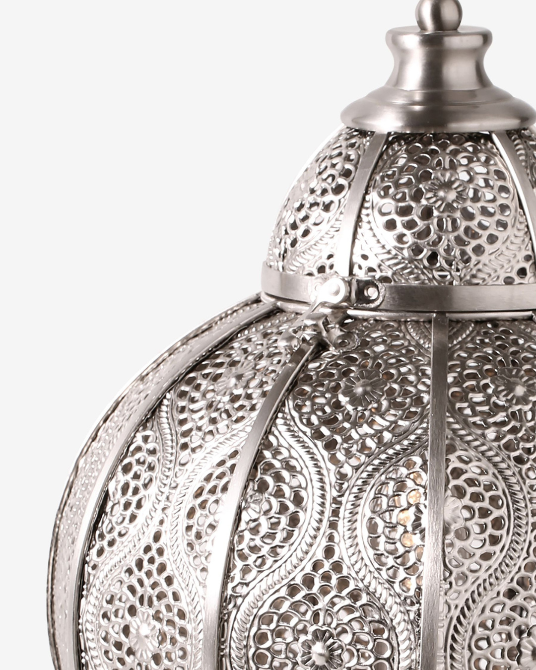 Marrakech style table lamp in silver finish for bedside and console styling