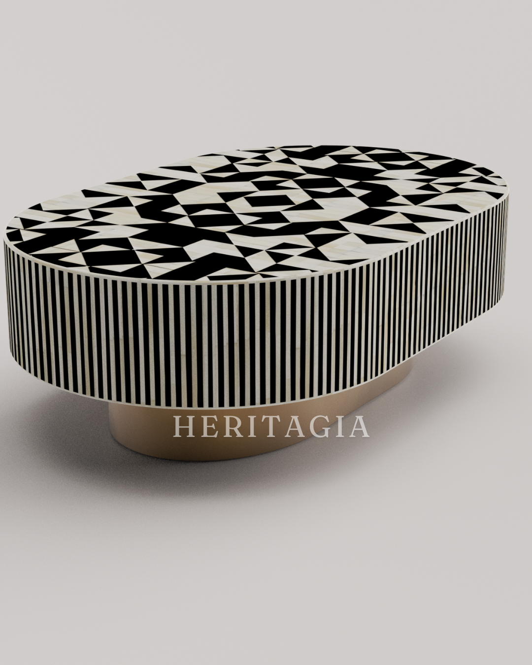 Modern black bone inlay table with intricate handcrafted pattern 