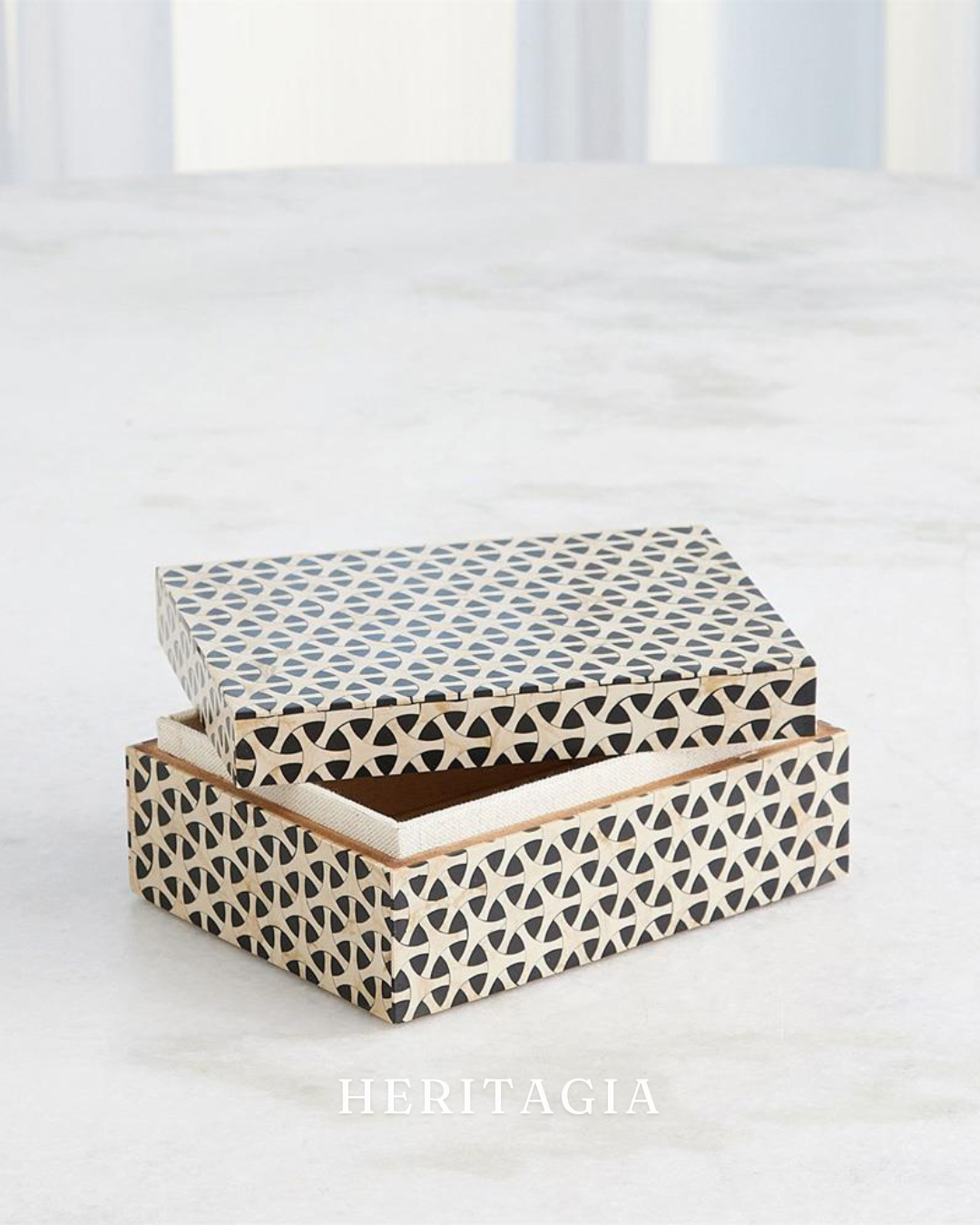 Modern geometric decorative box handcrafted with resin and MDF