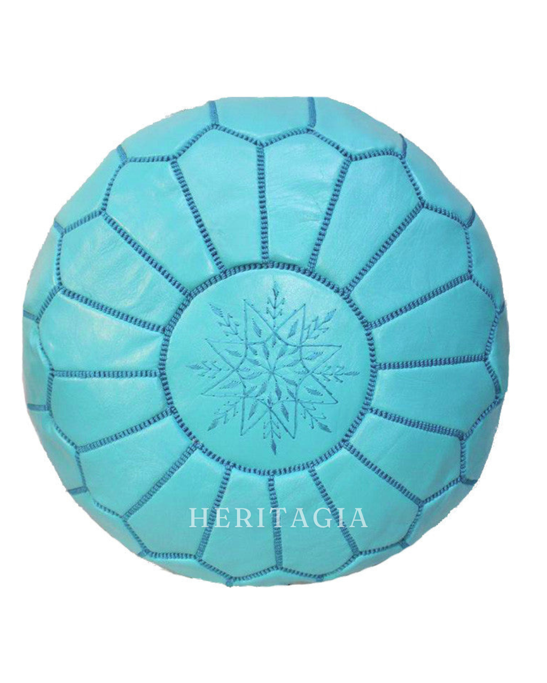 Moroccan blue pouf ottoman for bohemian living room and bedroom styling
