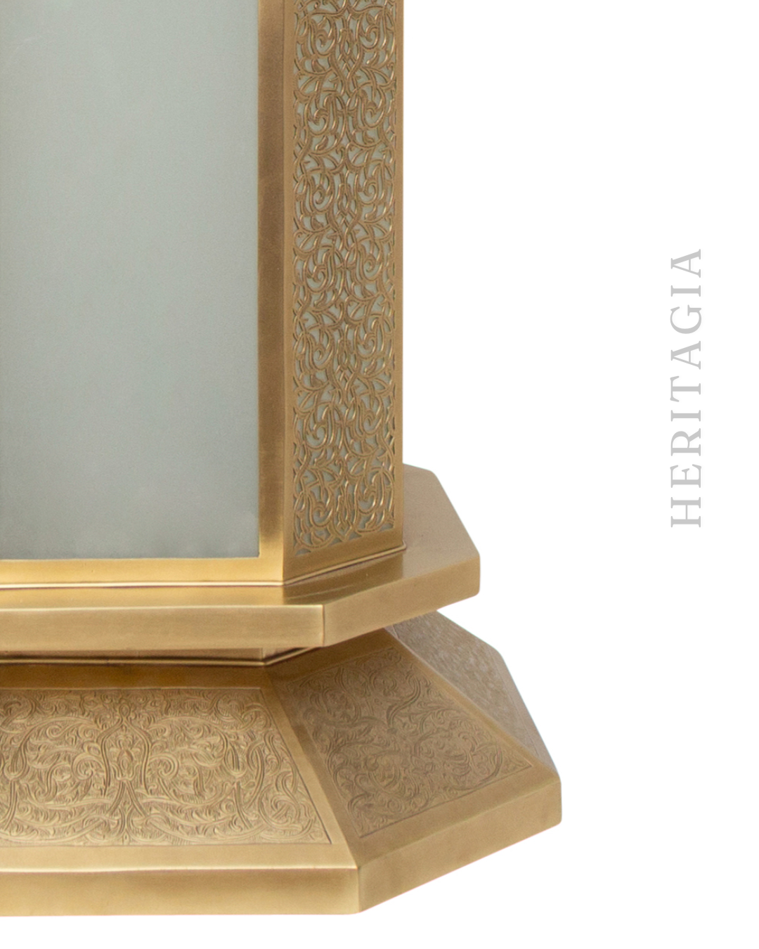 Moroccan brass lantern lamp with tall frame and soft ambient glow