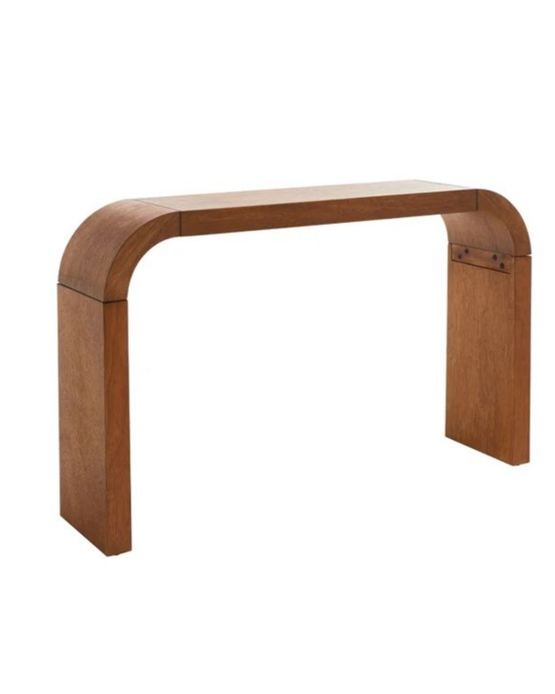Natural wood curved console table with elegant arched design