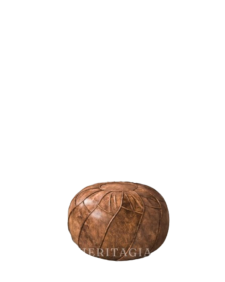 PU Leather Faux Leather Pouf in brown Moroccan style, unstuffed for floor seating and footrest use 