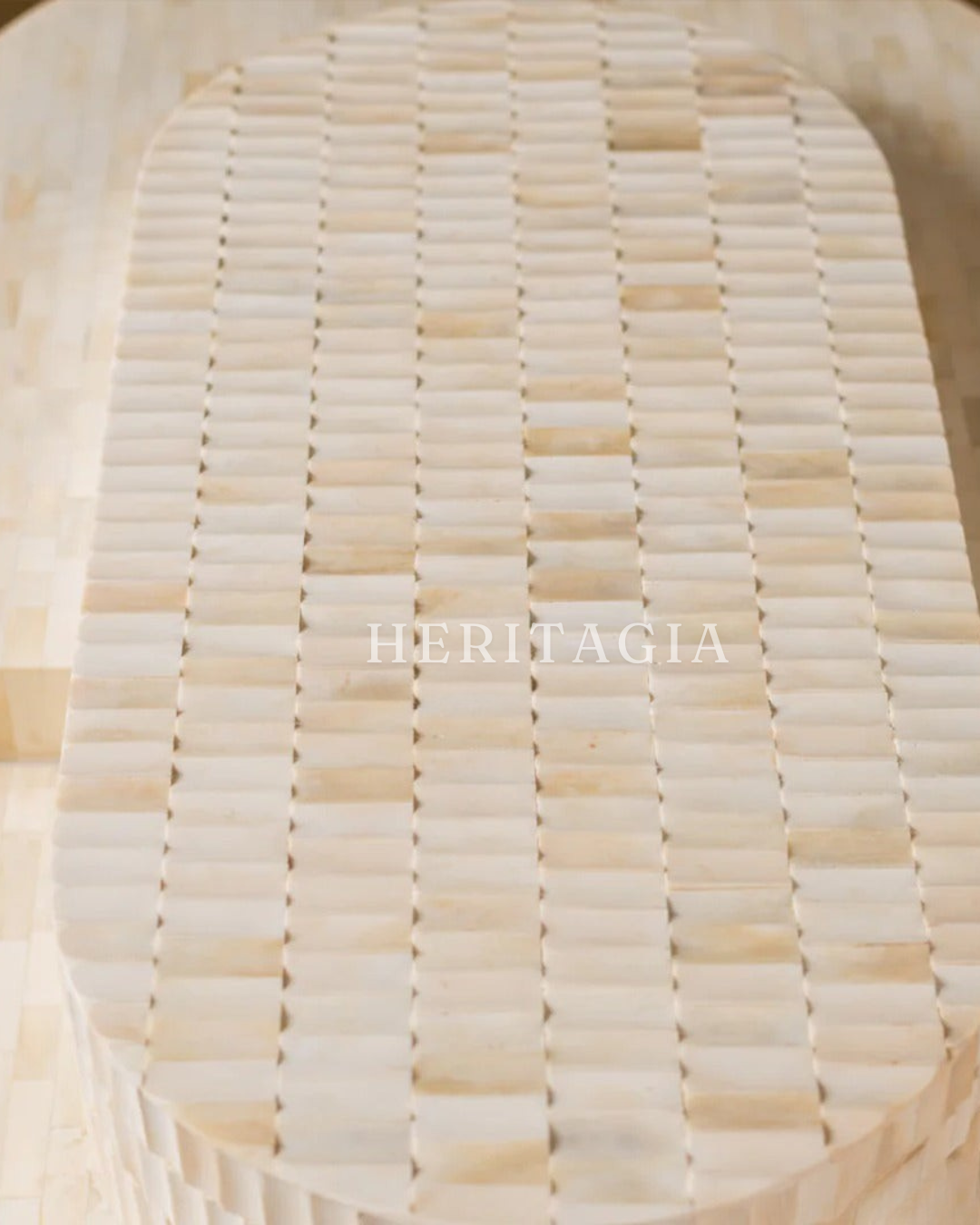 Sculptural bone coffee table for neutral luxury living room styling