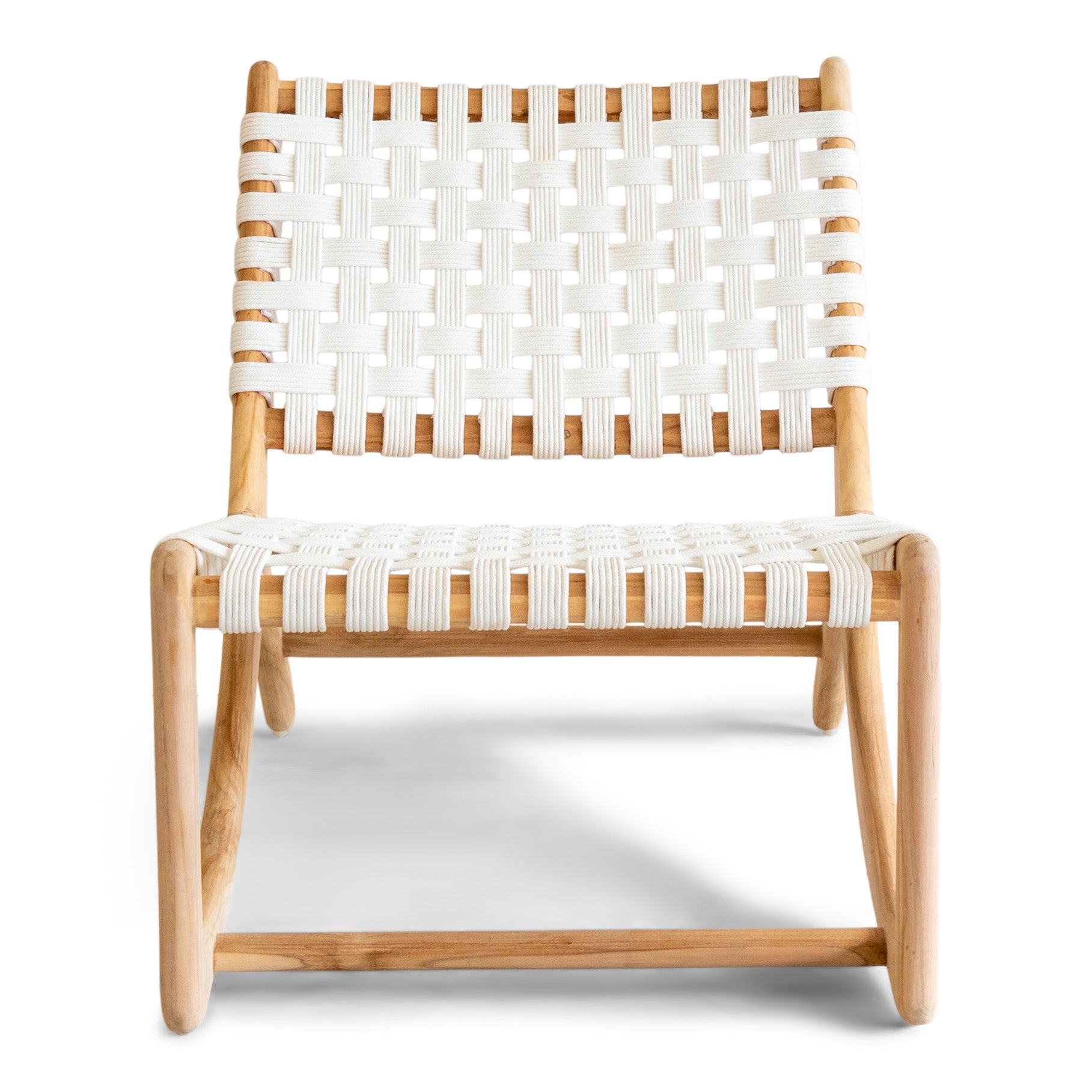 Contemporary woven leather lounge chair in modern living room 