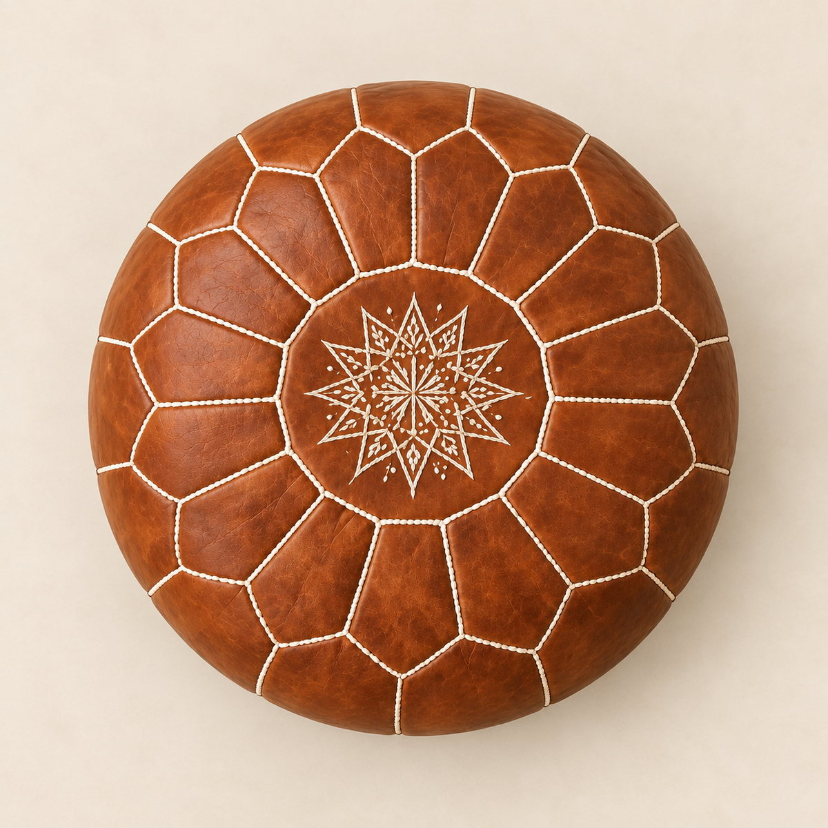 Atlas Classic Leather Pouf — Shared view — top angle