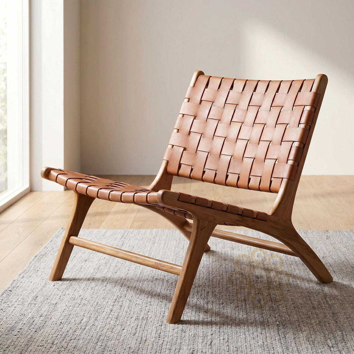 Saddle Cognac Chair — Full view; supporting photography shown in cognac leather