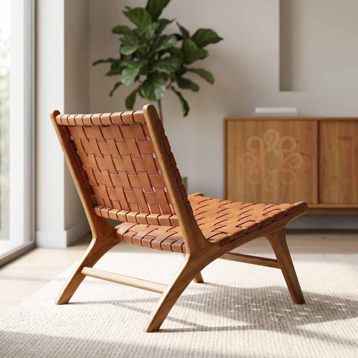 Saddle Cognac Chair — Rear angle; supporting photography shown in cognac leather