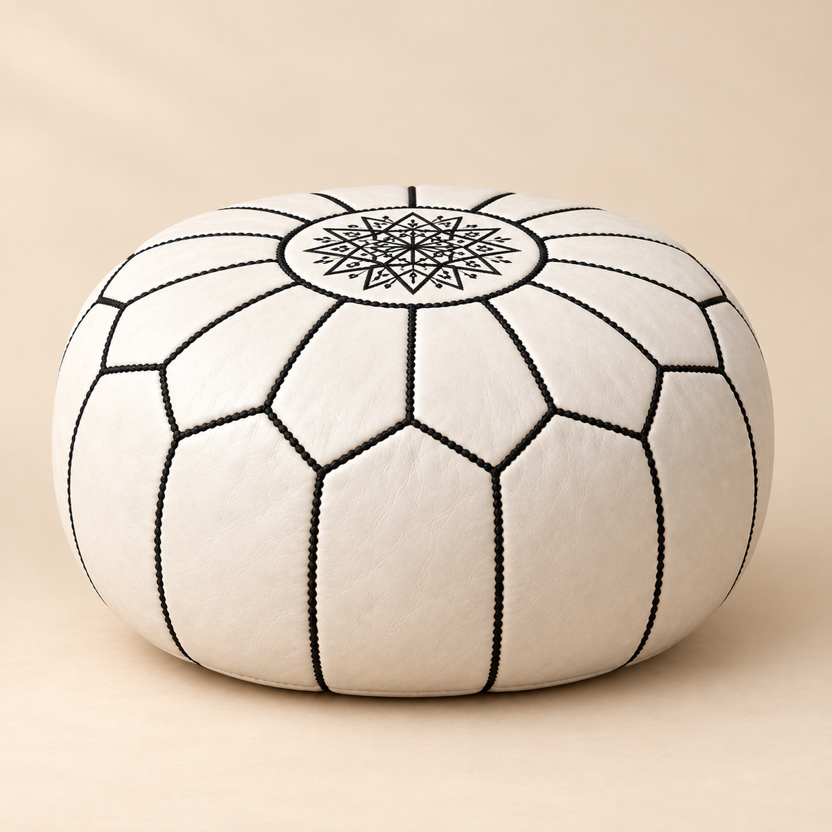 Riad Prestige Leather Pouf — Shared view — side profile