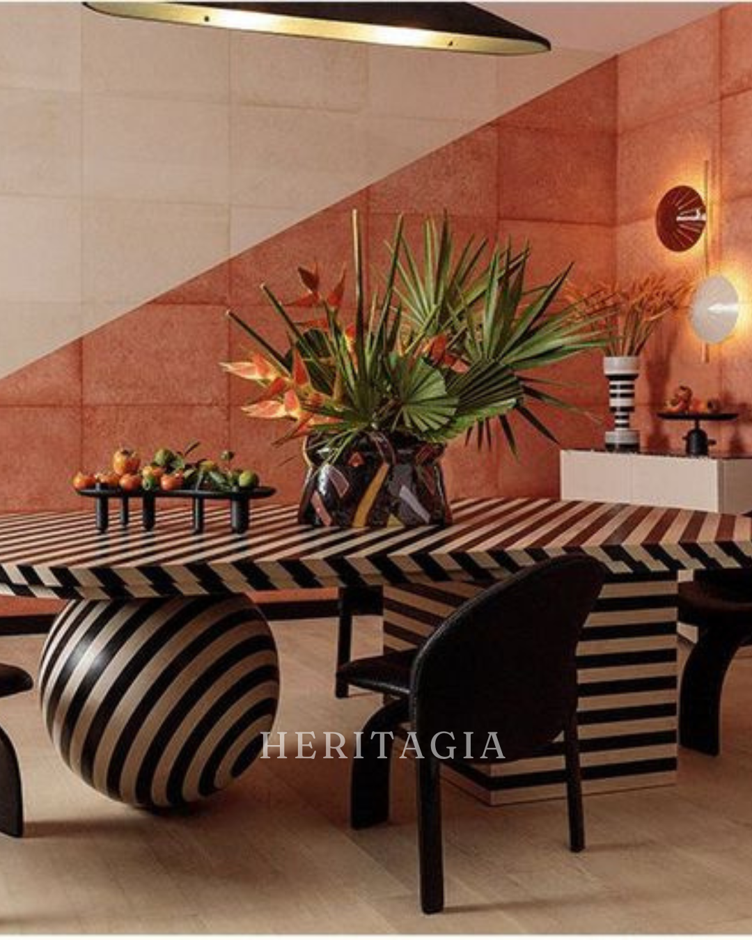 Zebra stripe dining table with modern wooden design and luxury finish